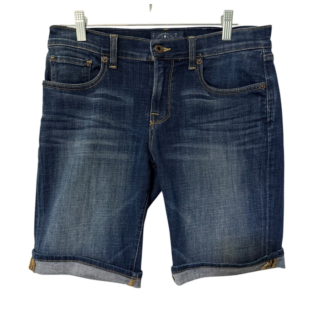 Lucky Brand The Bermuda Shorts Women 4/27 Dark Wash Denim Rolled Cuff Casual